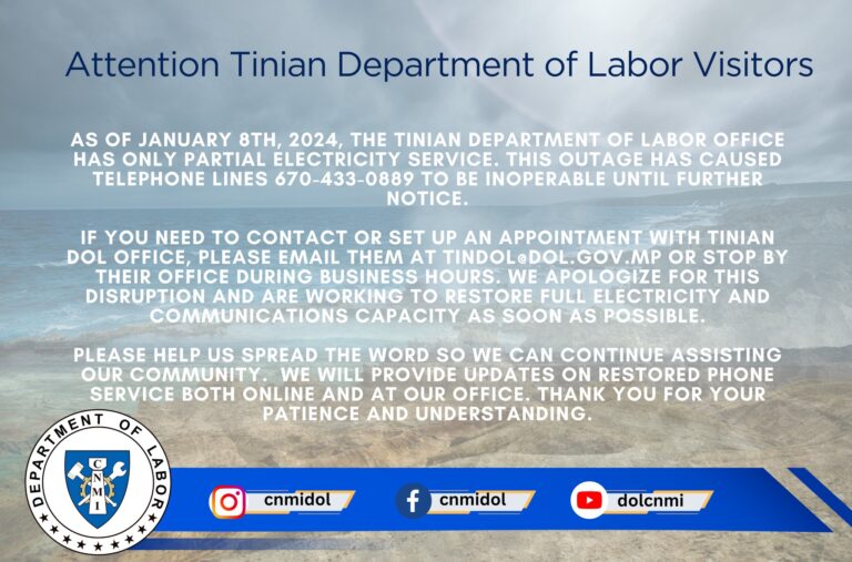 Dept of Labor Tinian Public Notice