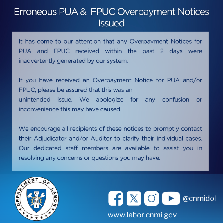 Erroneous PUA & FPUC Overpayment Notices Issued