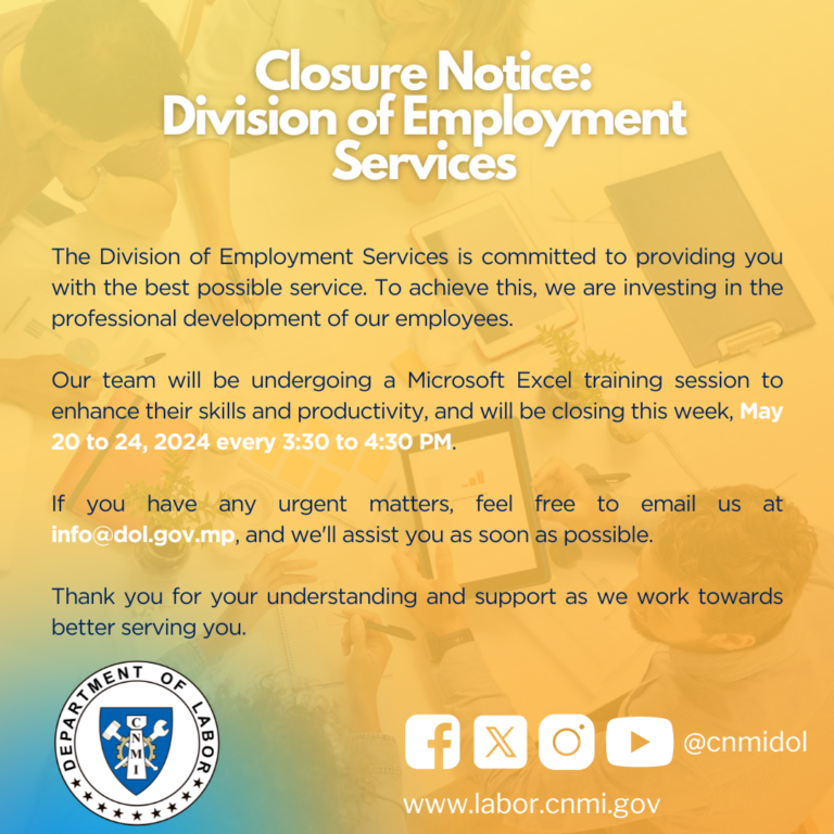 Closure Notice: Division of Employment Services