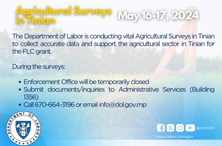 Agriculture Surveys in Tinian: May 16-17, 2024