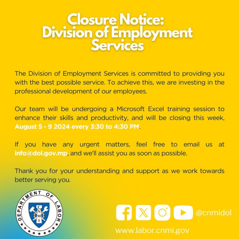 Closure Notice: Division of Employment Services