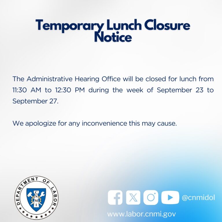 Temporary Lunch Closure Notice