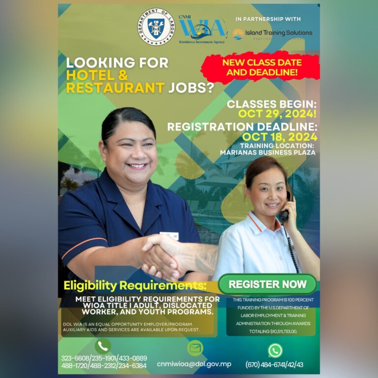 Extended Deadline & New Class Date for Hospitality Pre-Apprenticeship Program