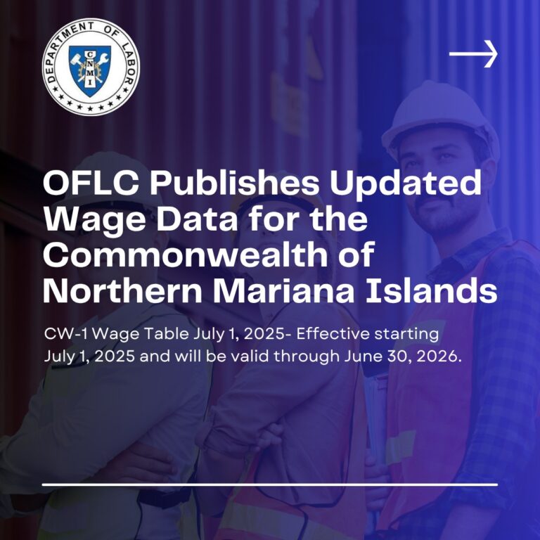 OFLC Publishes Updated Wage Data for the Commonwealth of the Northern Mariana Islands