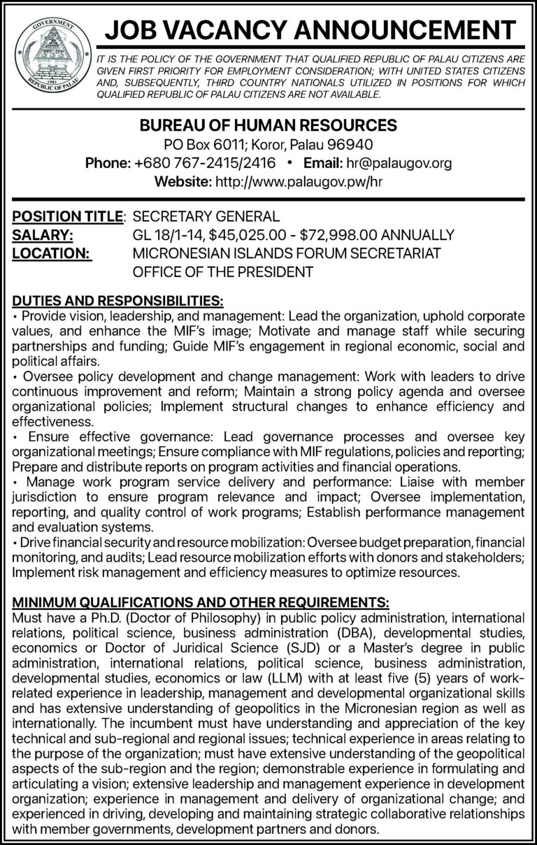 Job Vacancy Announcement: Secretary General