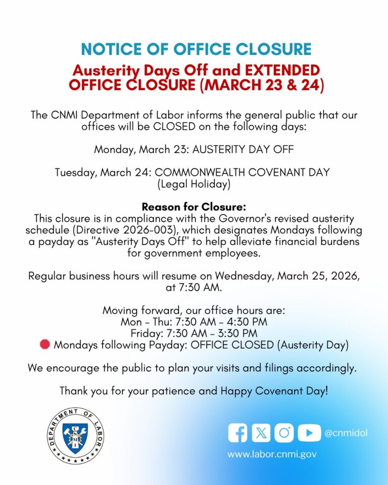Austerity Days Off and Extended Office Closure (March 23 & 24)