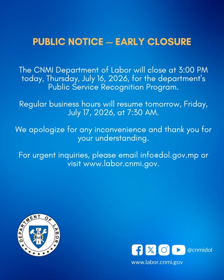 Public Notice – Early Closure