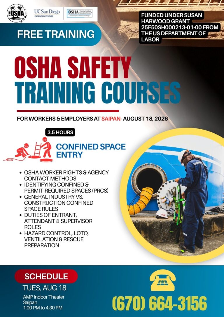 Free OSHA Safety Training Courses – Aug. 18, 2026