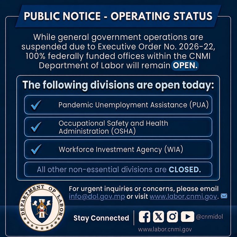 Public Notice – Operating Status